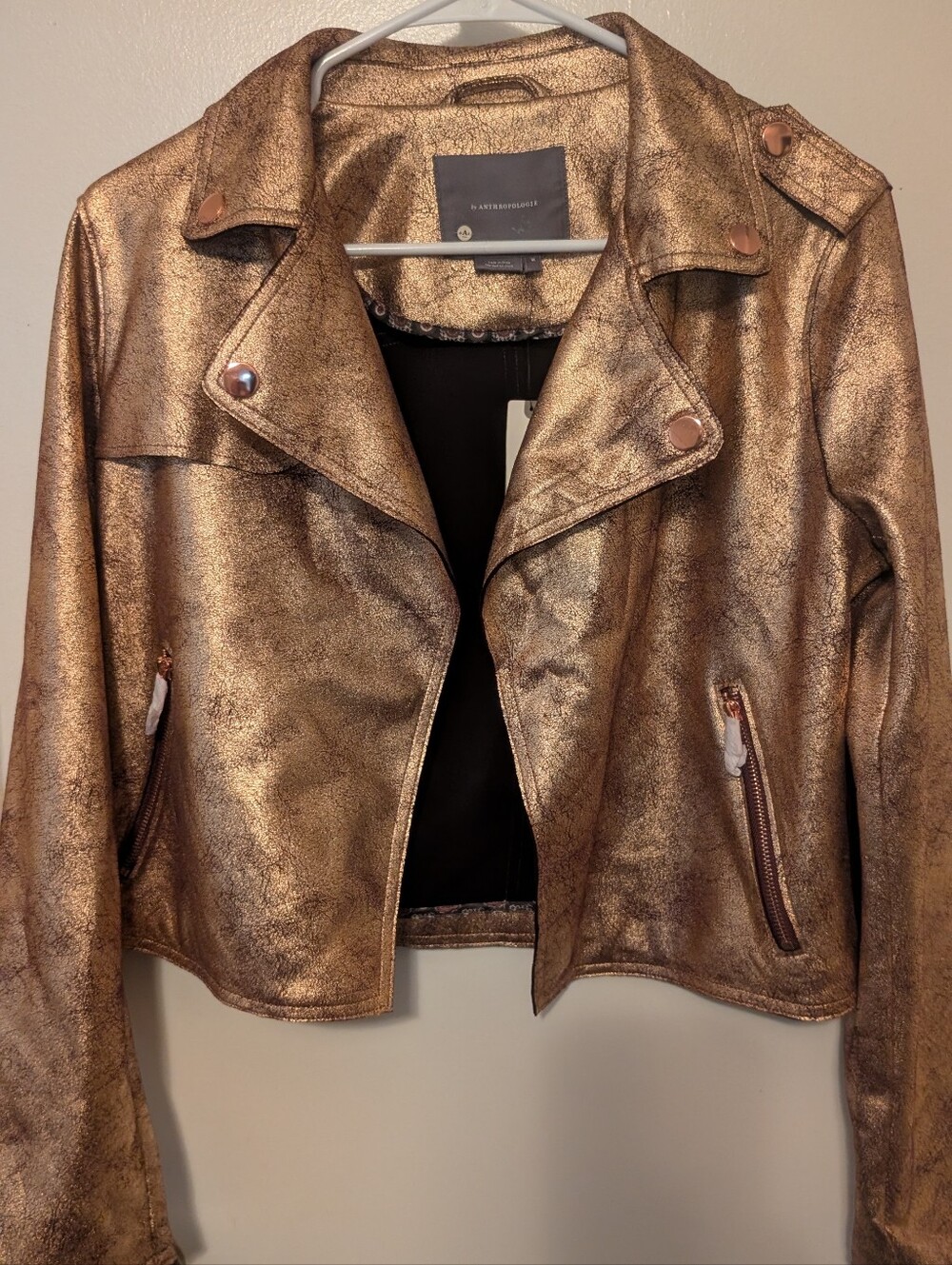 Anthropologie Gold Moto Jacket